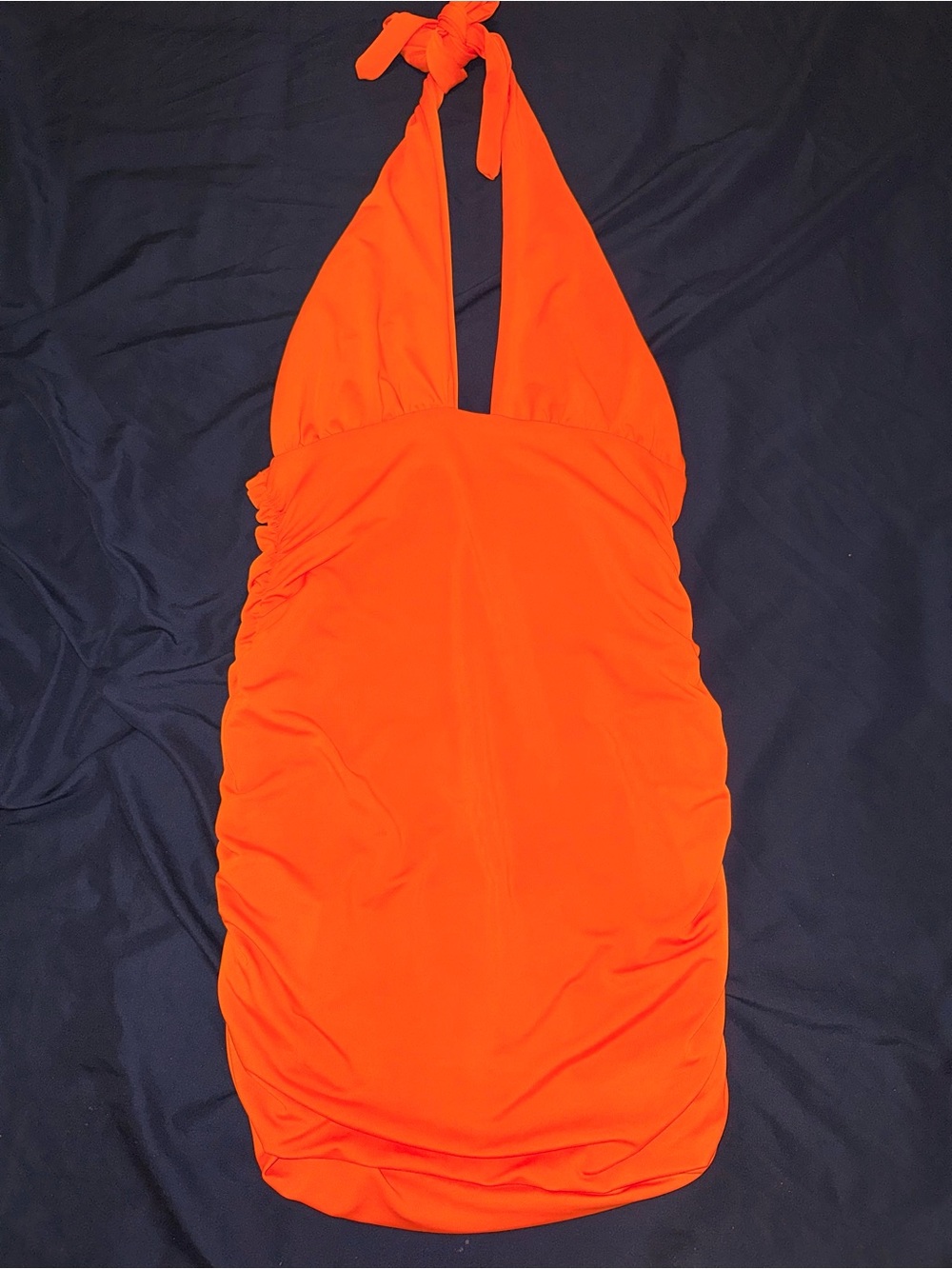 SHEIN Orange Halter One-Piece Swimdress